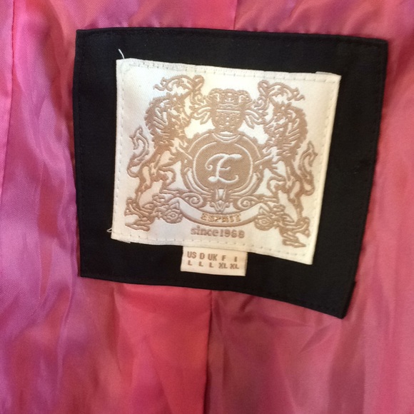 ☕️⌚️🎀NEW Esprit Black & Pink trench Coat! Sz L - Picture 2 of 7